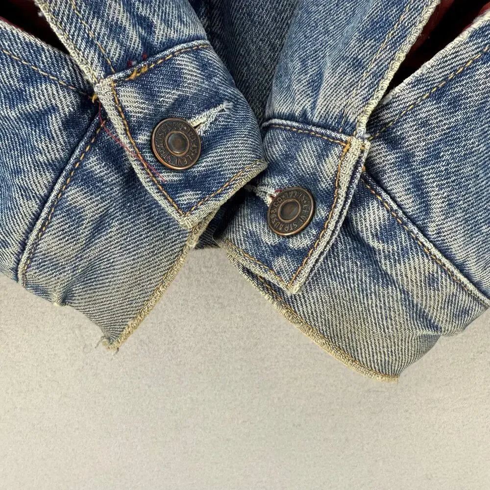Levi's Signature Denim Jacket Men's L Standard Trucker Flannel Lined Vintage VTG - Picture 9 of 13